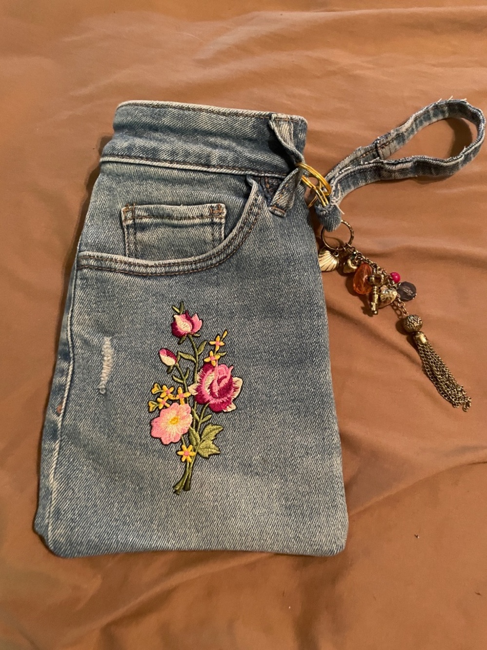 Custom listing , handmade, denim wristlet - Picture 2 of 4